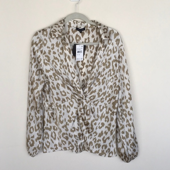 Pleione Tops - NWT Pleione Ivory Animal Blouse